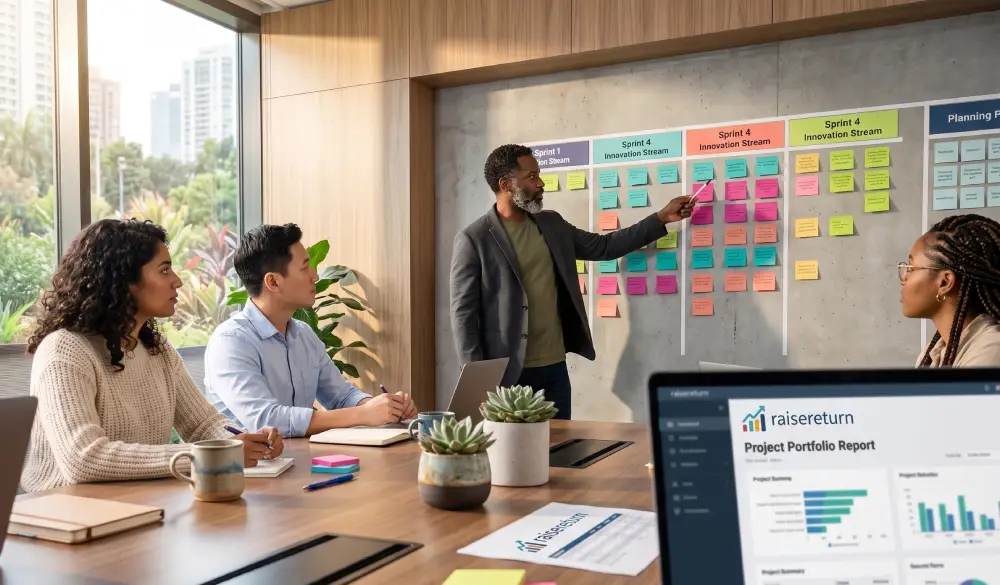 Agency team reviewing automated client reports and white label reporting output showing consistent professional quality