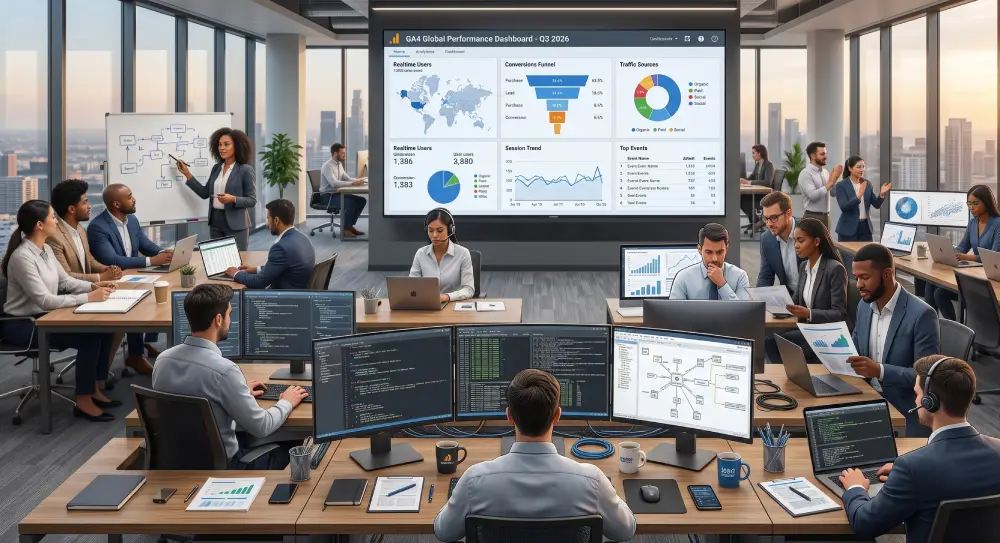 Agency setting up GA4 automated reports and automated client reporting with realistic timeline