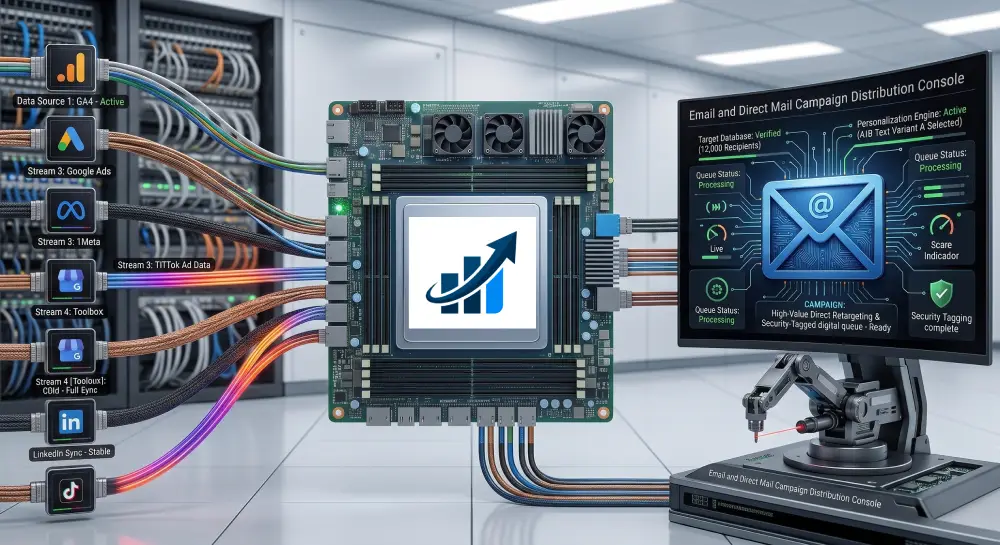 Automated client reporting pipeline from data sources through connectors, normalization, dashboard validation and scheduled delivery