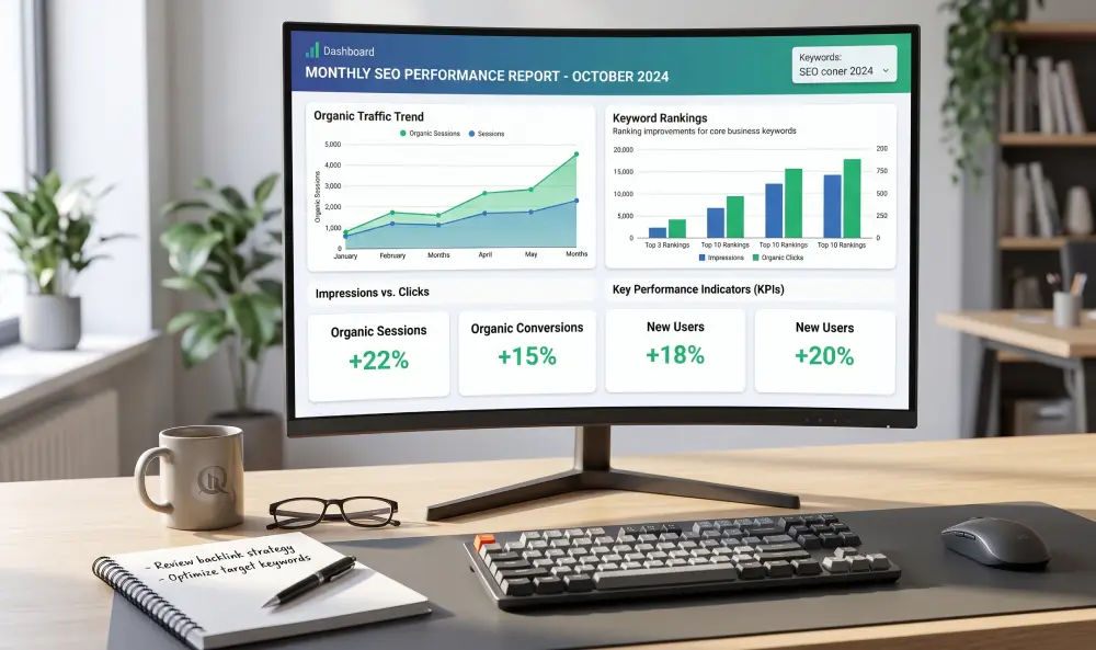 SEO analytics dashboard used for automated client reporting